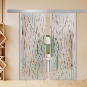 Double Sliding Barn Glass Door ALU100 ASB2-2008