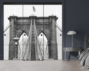 3 Panel Frameless Closet Glass Sliding Digital Printing Bypass Door FSG3-2176