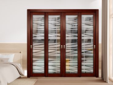 4 Leaf Premium Line Bypass Sliding Closet Door with Glass Insert & Frosted Design PBSW-1727