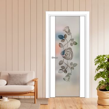 Solid Wood Hinged Door with Glass Insert HWDI-1855