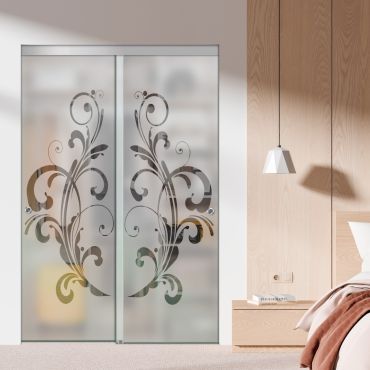 Frameless 2 Leaf Sliding Closet Bypass Glass Door with Hardware CGD - 1525