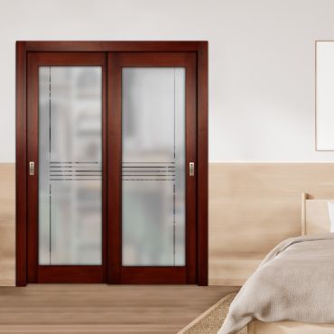 2 Leaf Premium Line Bypass Sliding Closet Door with Hardware & Frosted SD - 1662