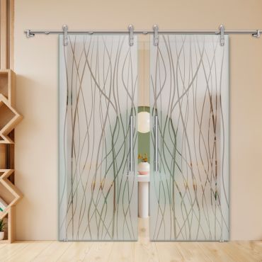 Double Sliding Barn Glass Door ALU100 ASB2-2008