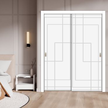 2 Leaf Handcrafted Bypass Sliding Wooden Closet Door HSSB-2039