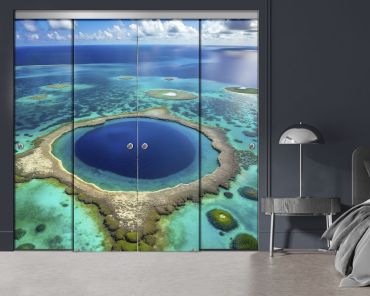 4 Panel Frameless Closet Glass Sliding Bypass Door With Digital Printing FSG4 - 2202