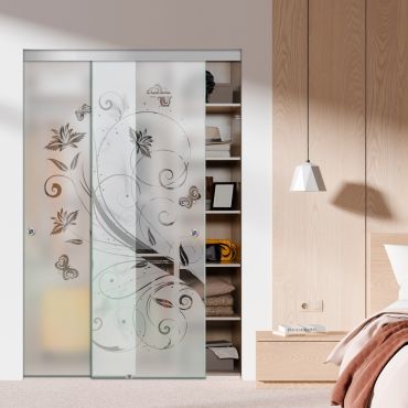 Frameless 2 Leaf Sliding Closet Bypass Glass Door with Hardware CGD - 1526