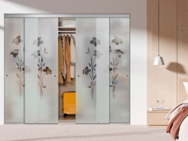 4 Panel Frameless Closet Glass Sliding Bypass Door Fsg4-1584