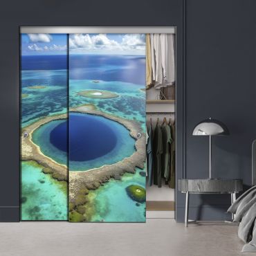 Frameless 2 Leaf Sliding Closet Bypass Digital Printing Glass Door with Hardware CGD - 2152