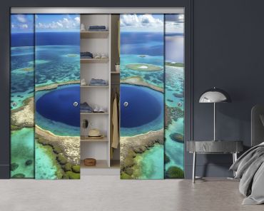 4 Panel Frameless Closet Glass Sliding Bypass Door With Digital Printing FSG4 - 2202