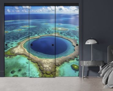 3 Panel Frameless Closet Glass Sliding Digital Printing Bypass Door FSG3-2177