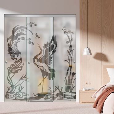 3 Panel Frameless Closet Glass Sliding Bypass Door Fsg3-1555