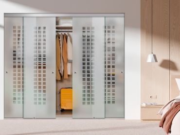 4 Panel Frameless Closet Glass Sliding Bypass Door Fsg4-1585