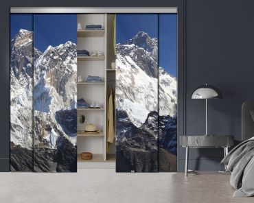 4 Panel Frameless Closet Glass Sliding Bypass Door With Digital Printing FSG4 - 2203