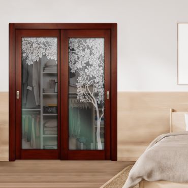 2 Leaf Premium Line Bypass Sliding Closet Door with Hardware & Frosted SD - 1664