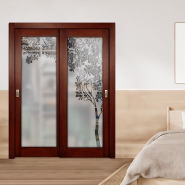 2 Leaf Premium Line Bypass Sliding Closet Door with Hardware & Frosted SD - 1664