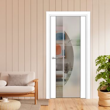 Solid Wood Hinged Door with Glass Insert HWDI-1857