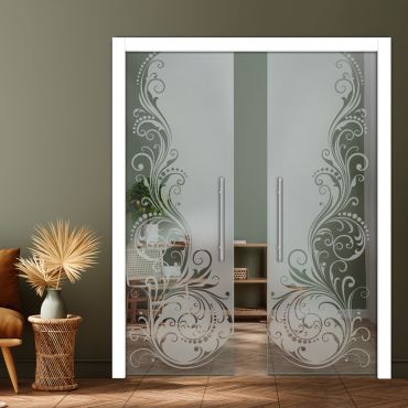 Double Pocket Sliding Glass Door with Frosted Design PSGD-0903