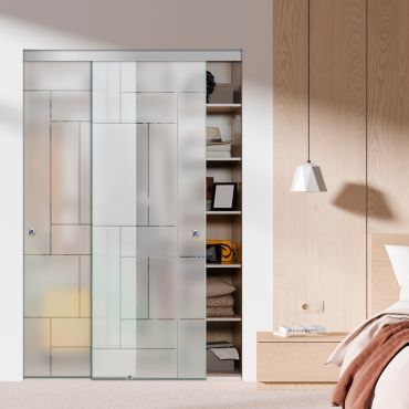 Frameless 2 Leaf Sliding Closet Bypass Glass Door with Hardware CGD - 1528