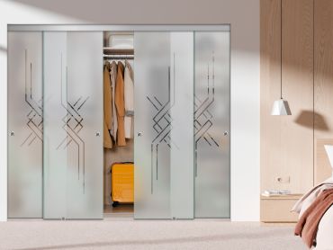 4 Panel Frameless Closet Glass Sliding Bypass Door Fsg4-1586