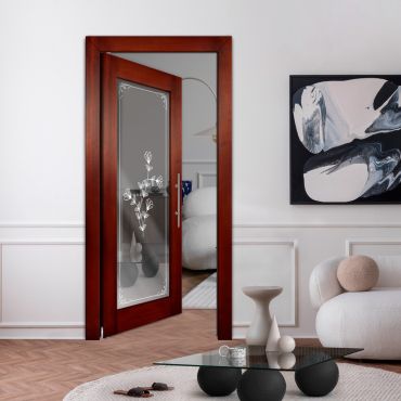 Self Closing Pivot Wooden Mirror Door PWMD-1758