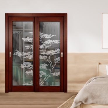 2 Leaf Premium Line Bypass Sliding Closet Door with Hardware & Frosted SD - 1665