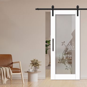1 Lite Sliding Barn Door with Glass Insert WGD - 1327