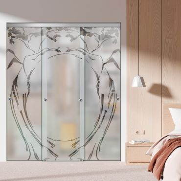 3 Panel Frameless Closet Glass Sliding Bypass Door Fsg3-1557