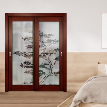 2 Leaf Premium Line Bypass Sliding Closet Door with Hardware & Frosted SD - 1665
