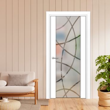 Solid Wood Hinged Door with Glass Insert HWDI-1858