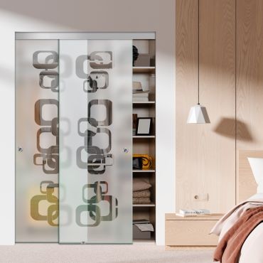 Frameless 2 Leaf Sliding Closet Bypass Glass Door with Hardware CGD - 1529