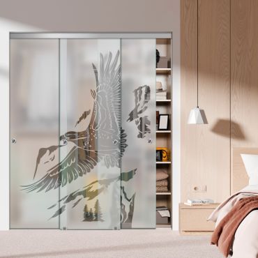 3 Panel Frameless Closet Glass Sliding Bypass Door Fsg3-1558