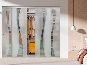 4 Panel Frameless Closet Glass Sliding Bypass Door Fsg4-1587