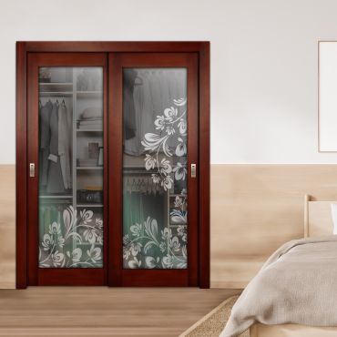 2 Leaf Premium Line Bypass Sliding Closet Door with Hardware & Frosted SD - 1666