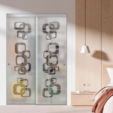 Frameless 2 Leaf Sliding Closet Bypass Glass Door with Hardware CGD - 1529