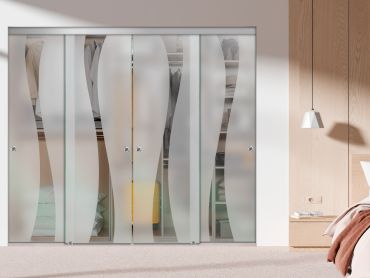 4 Panel Frameless Closet Glass Sliding Bypass Door Fsg4-1587