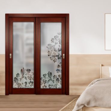 2 Leaf Premium Line Bypass Sliding Closet Door with Hardware & Frosted SD - 1666