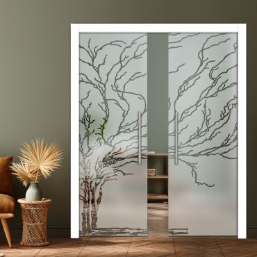 Double Pocket Sliding Glass Door with Frosted Design PSGD-0877