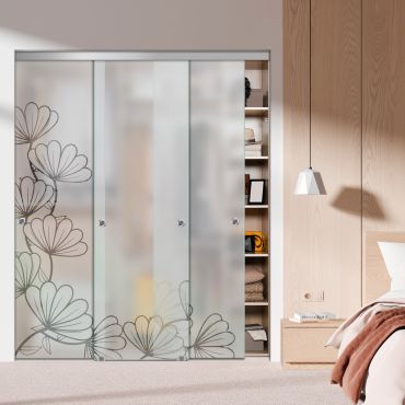 3 Panel Frameless Closet Glass Sliding Bypass Door Fsg3-0278