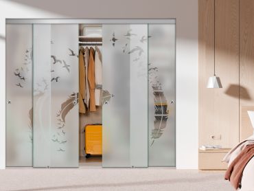 4 Panel Frameless Closet Glass Sliding Bypass Door Fsg4-0280