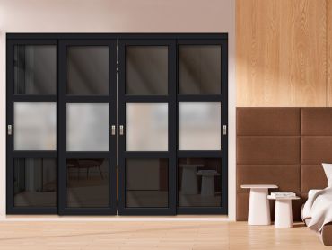 4 Leaf Glass Sliding Bypass Closet Door Shaker Style SD-1781