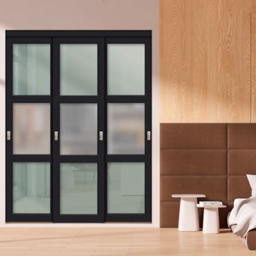 3 Panel Closet Door with Different Glass - Calabash Clash Glass Painted Panel Insert SD-1776