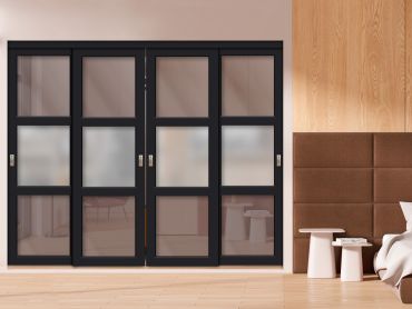 4 Leaf Glass Sliding Bypass Closet Door Shaker Style SD-1787