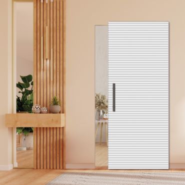 Fluted Wooden Sliding Barn Door Horizontal Lines (Design Options) SD-1235