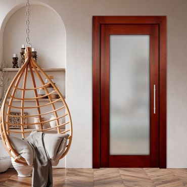 Self-Closing Wood Interior Door with Glass Insert (Frosted Glass) PWGD-1393