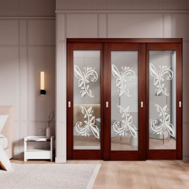 3 Leaf Premium Line Bypass Sliding Closet Door with Mirror Insert SD-1608