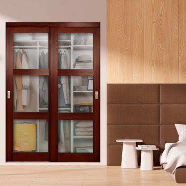 2 Leaf Glass Clear Shaker Bypass Closet Door SD-1731