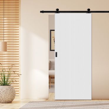 Fluted Wooden Sliding Barn Door Vertical Lines (Design Options) SW-1240