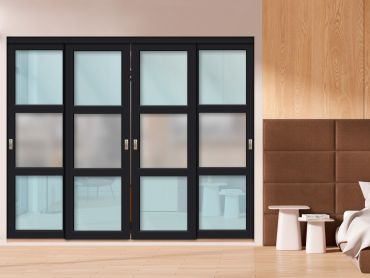 4 Leaf Glass Sliding Bypass Closet Door Shaker Style SD-1785