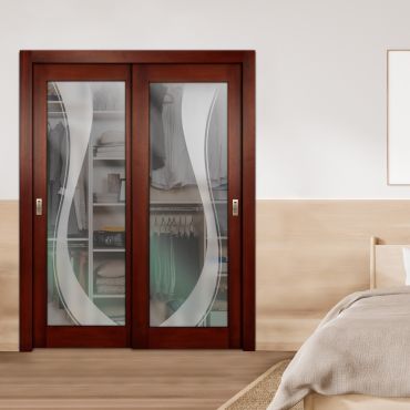 2 Leaf Premium Line Bypass Sliding Closet Door with Hardware & Frosted SD - 1639