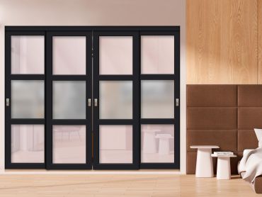 4 Leaf Glass Sliding Bypass Closet Door Shaker Style SD-1782